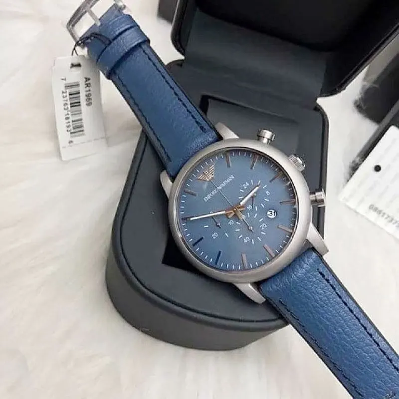 Emporio Armani Luigi Blue Leather Men's Watch | AR1969